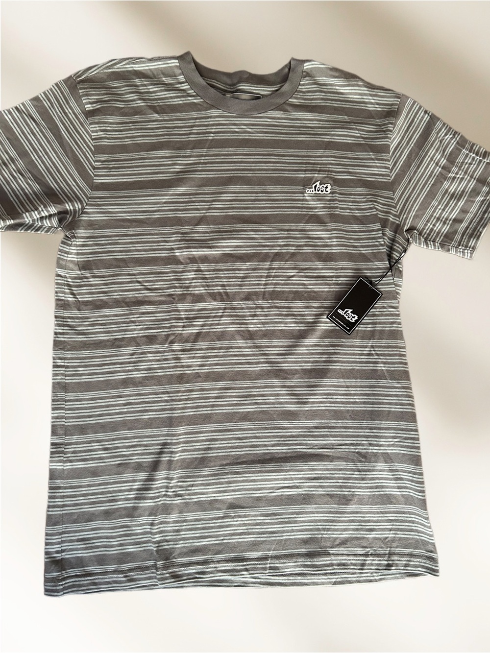 Lost Men's Gray Striped Crewneck T-Shirt